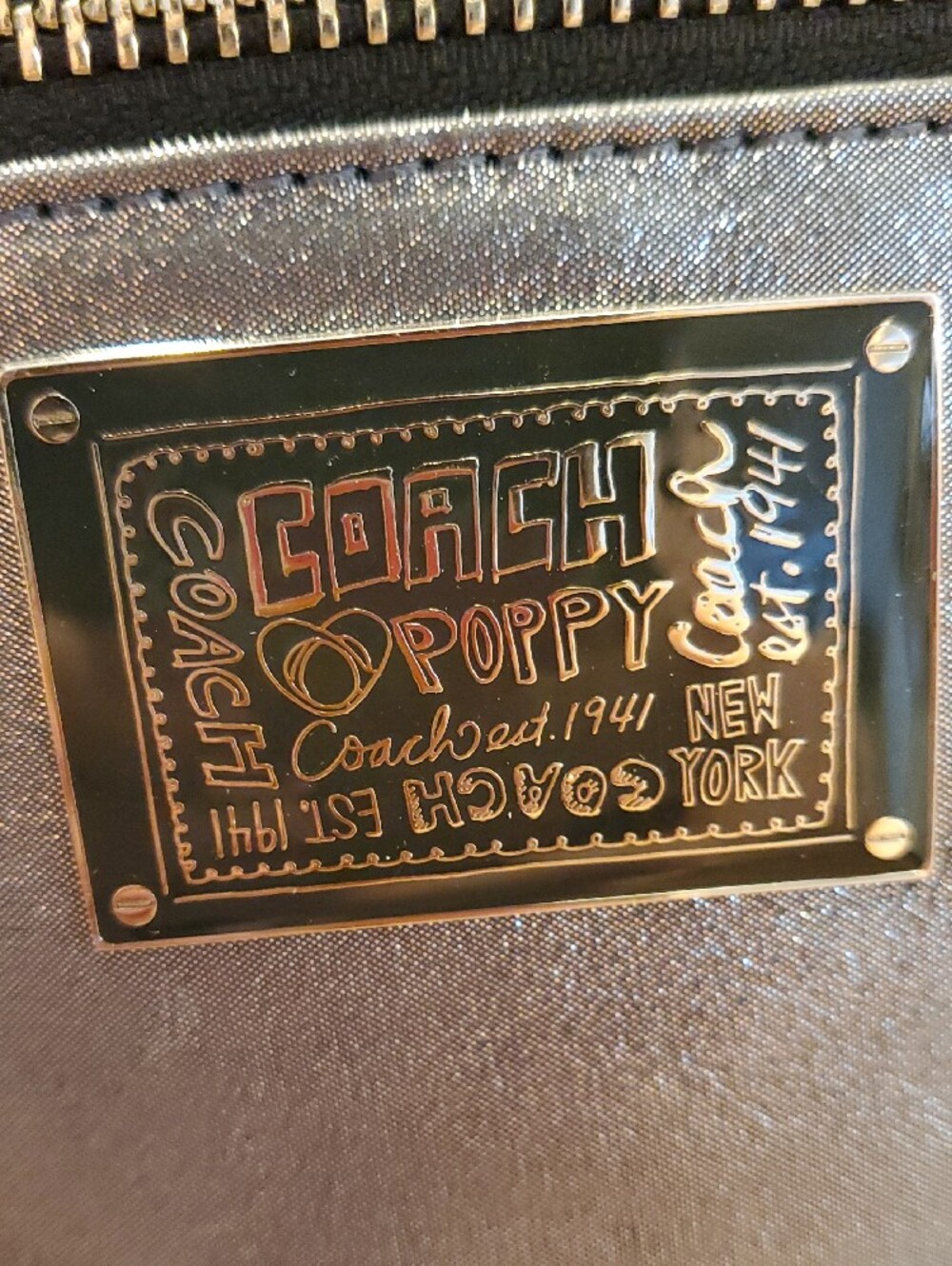 Coach Poppy "Hippee" Metallic Charcoal Shoulder Bag Nwot 2011 - Picture 2 of 10
